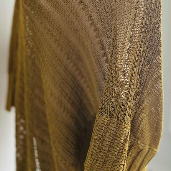 Sarah Pacini Verdant Dijon Linen-Blend Open-Work Asymmetric Knit Sweater – OS - Picture 11 of 13